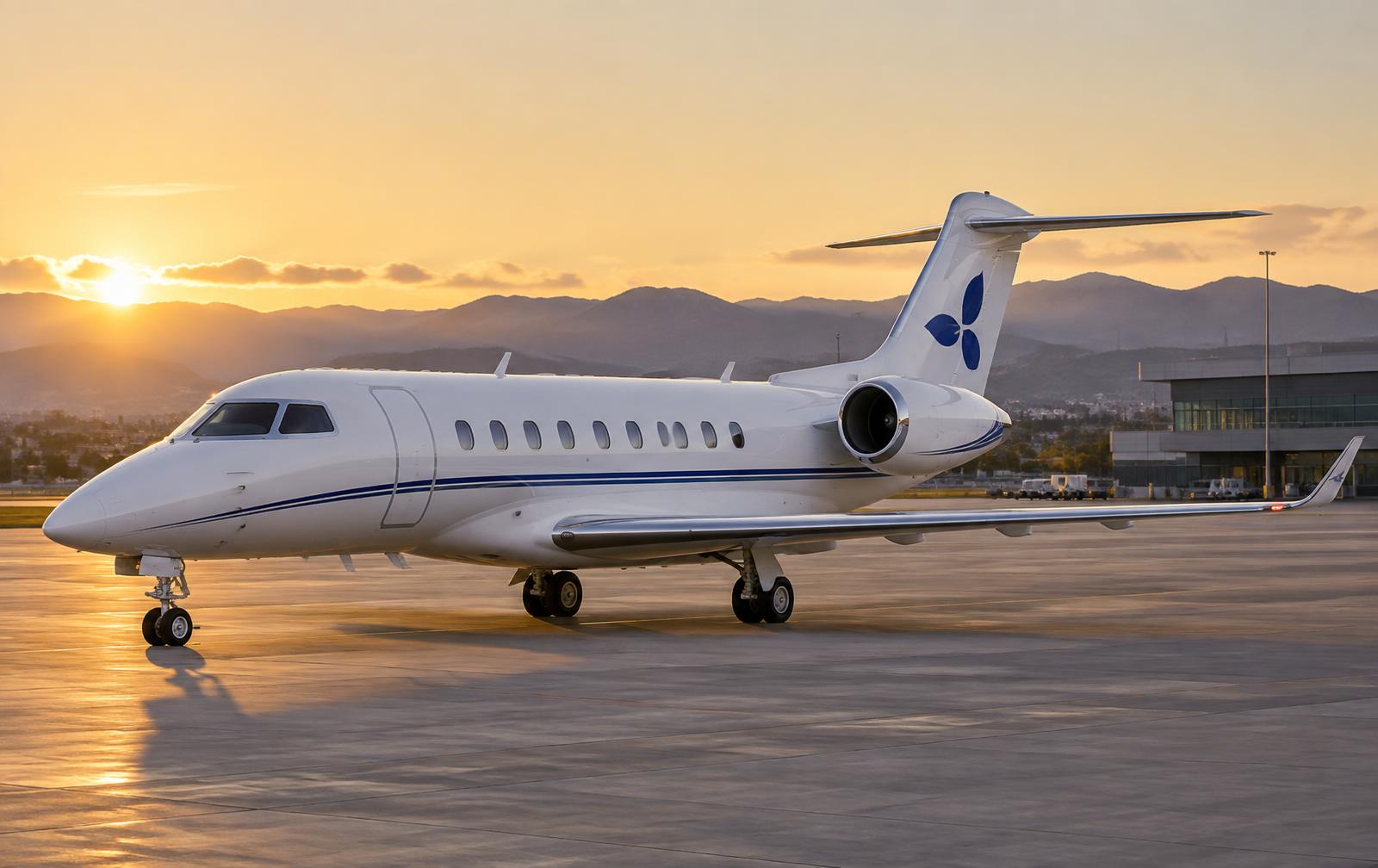 Aer Blue private jet on the apron